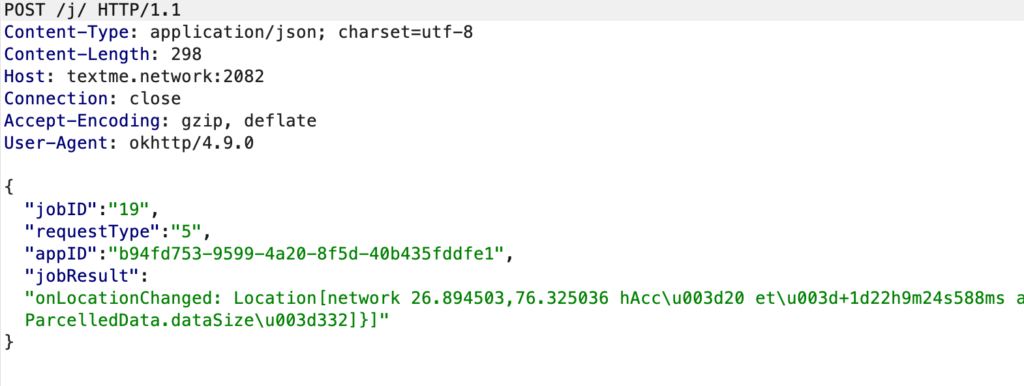 Figure 7: Location request to the server.