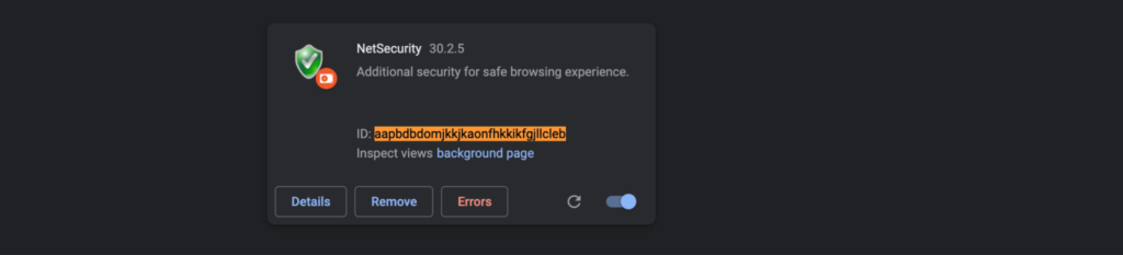 Figure 4: Installed extensions