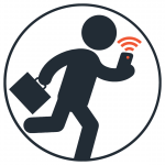 man with smartphone and briefcase